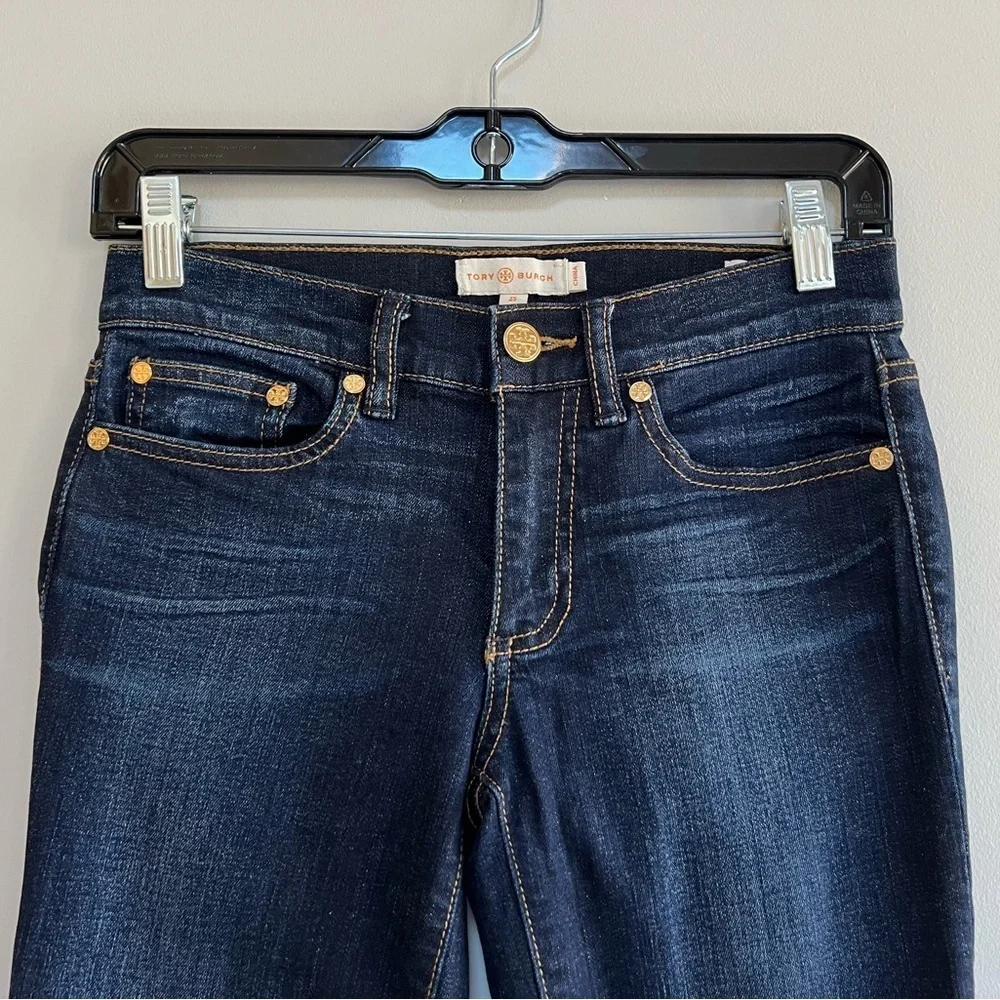 Tory Burch Super Skinny Jean, Dark Indigo Blue Wash, size 25